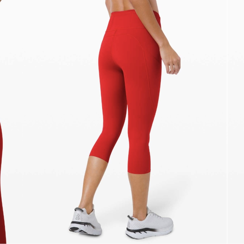 Lululemon Fast and Free Crop II 19" *Non-Reflective Dark Red